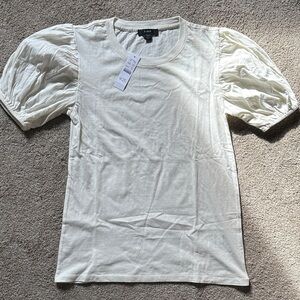 NWT JCrew Puff Sleevs Ivory Short Sleeve Tee XS